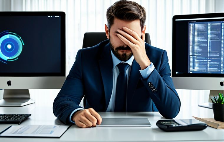 A professional adult, fully clothed in a modest business-casual outfit, sitting at a modern desk in a well-lit home office, surrounded by multiple glowing digital screens including a laptop, smartphone, and tablet. The person displays a subtle expression of digital fatigue and slight overwhelm, perhaps gently rubbing their eyes. The scene emphasizes the blurred lines between work and personal life due to constant connectivity. This image is safe for work, appropriate content, fully clothed, professional, with perfect anatomy, correct proportions, natural pose, well-formed hands, proper finger count, natural body proportions, high quality, and professional photography.