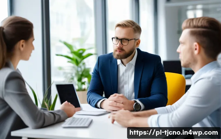 테크노스트레스 관리 리더십 훈련 - A modern office scene showing a diverse Polish team of professionals engaged in a meeting about digi...